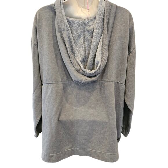 Coldwater creek PL PETITE L grey slub hoodie tunic sweater winter warm grey - Picture 3 of 8
